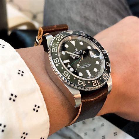 rolex batman leather strap|rolex gmt master ii leather strap.